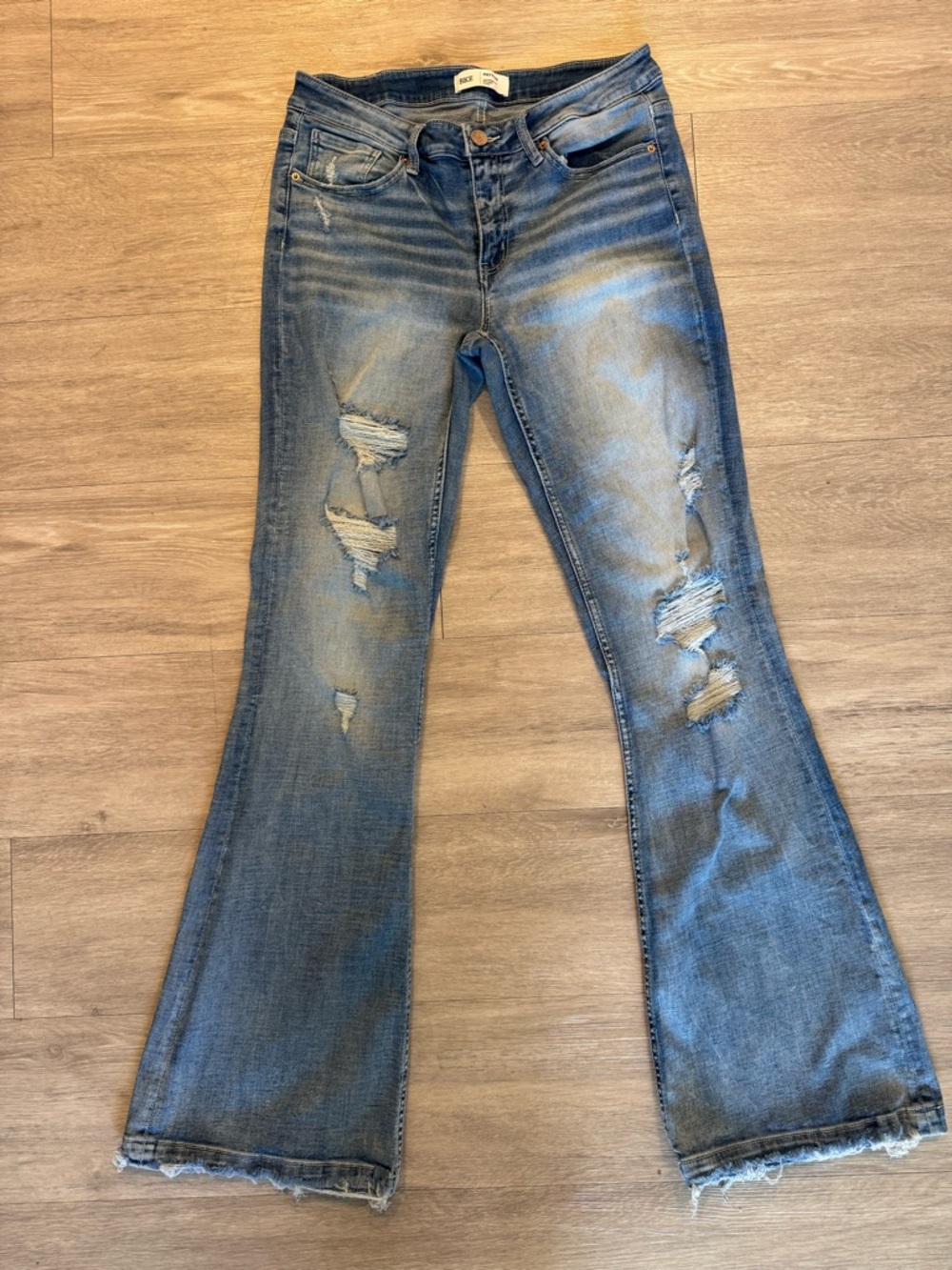 BKE Distressed Blue Flare Jeans